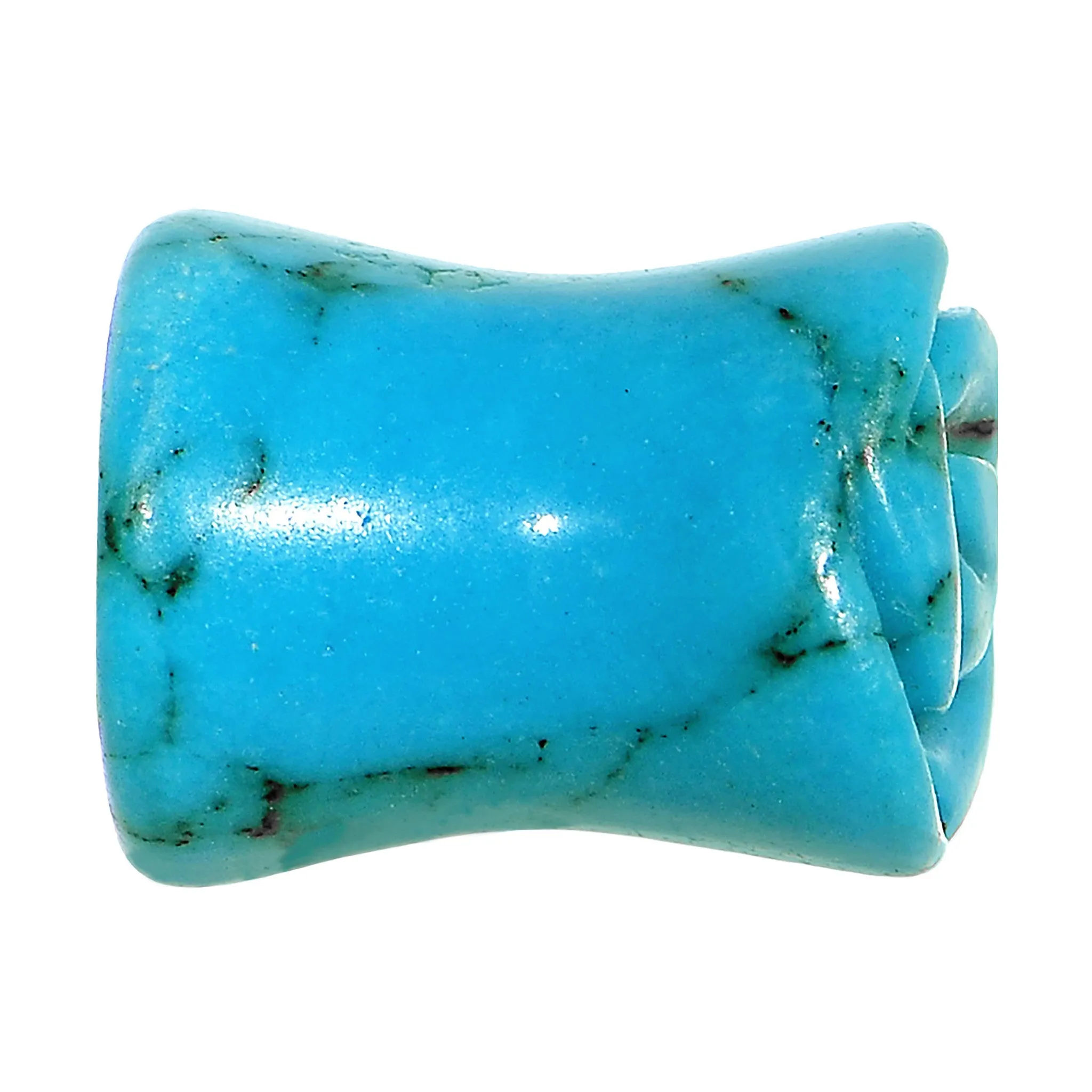 0 Gauge Natural Blue Turquoise Blooming Flower Stone Saddle Plug