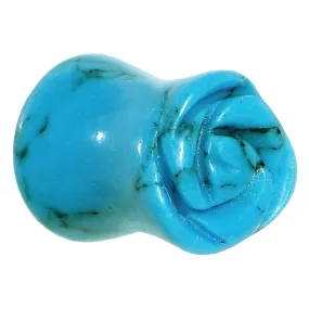0 Gauge Natural Blue Turquoise Blooming Flower Stone Saddle Plug