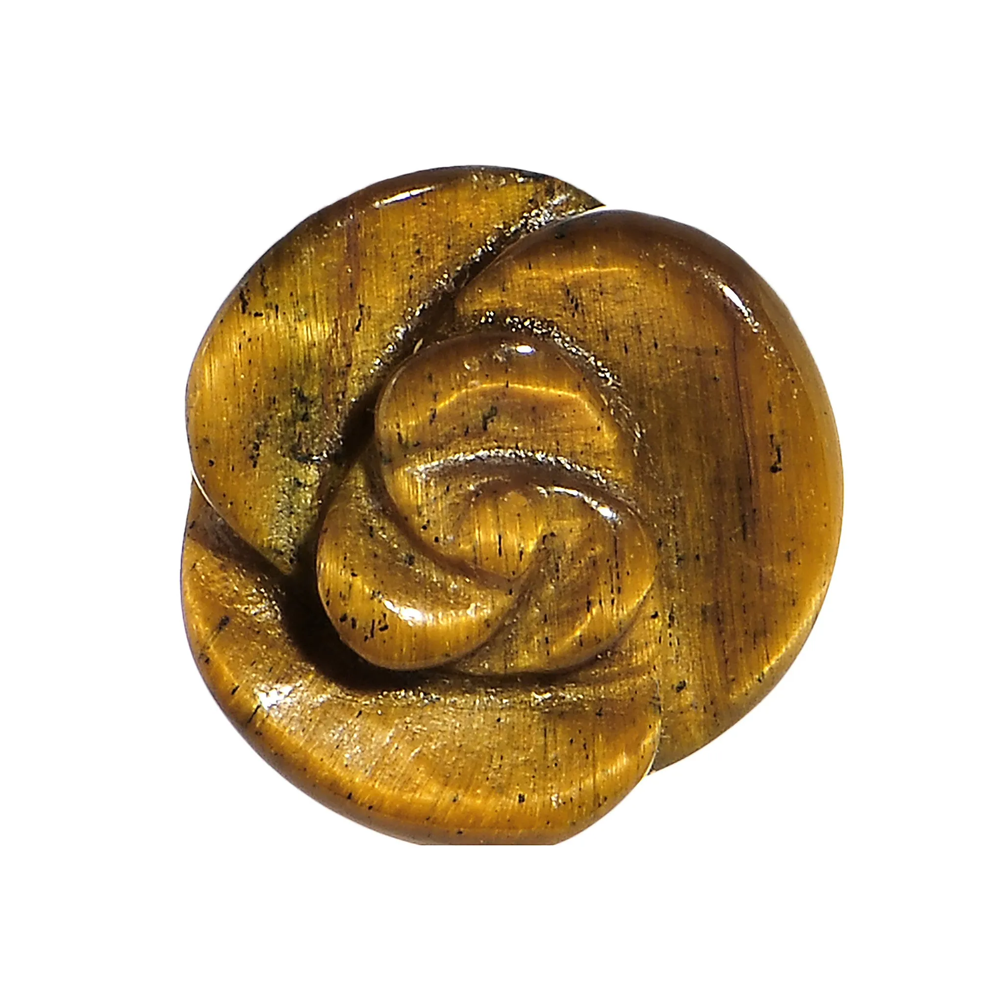 0 Gauge Natural Tiger Eye Blooming Flower Stone Saddle Plug