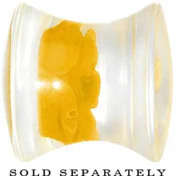 00 Gauge Clear Acrylic Yellow Floating Rose Flower Saddle Plug