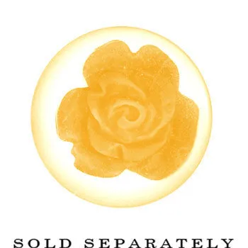 00 Gauge Clear Acrylic Yellow Floating Rose Flower Saddle Plug