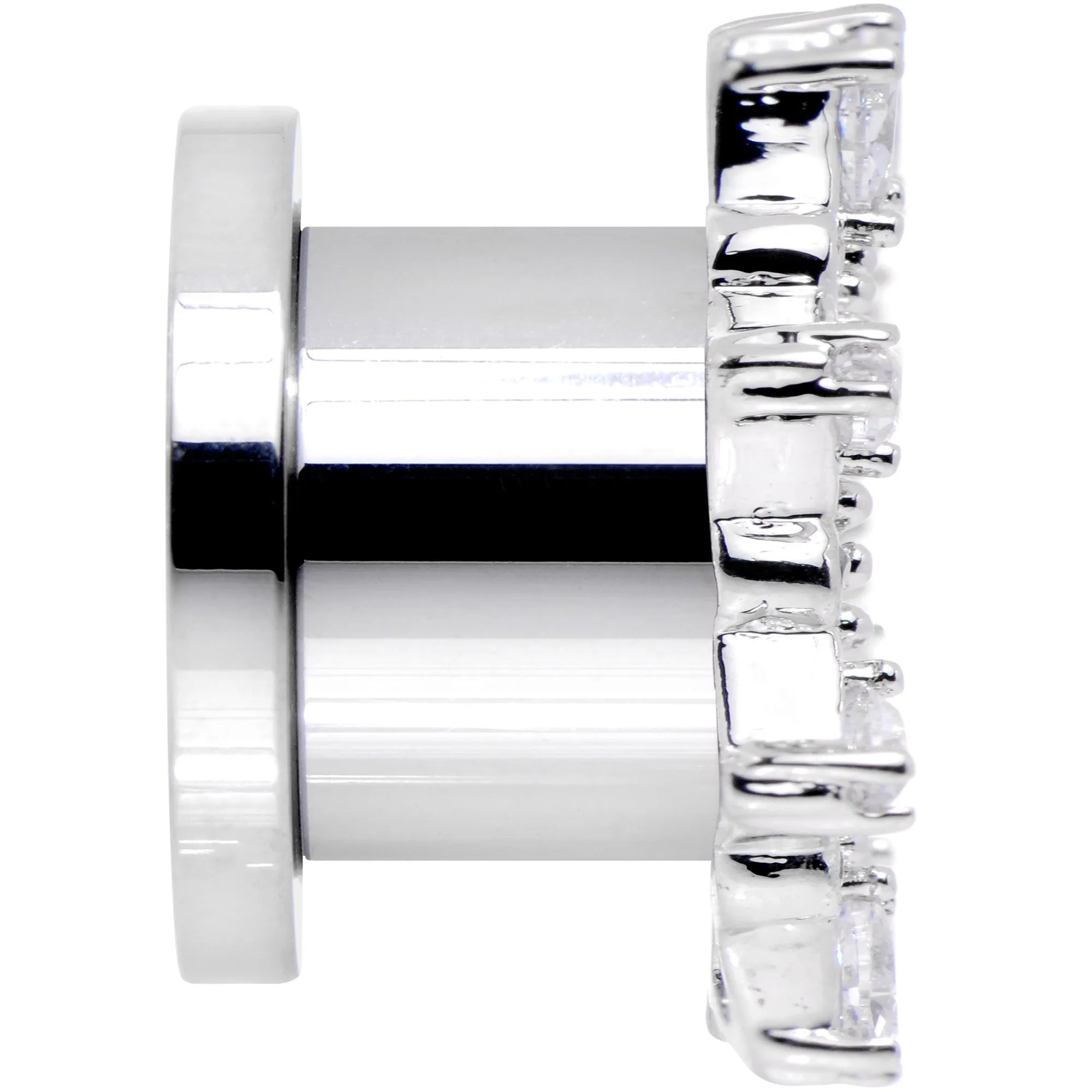 1/2 Clear Gem Flower Frame Screw Fit Tunnel Plug Set