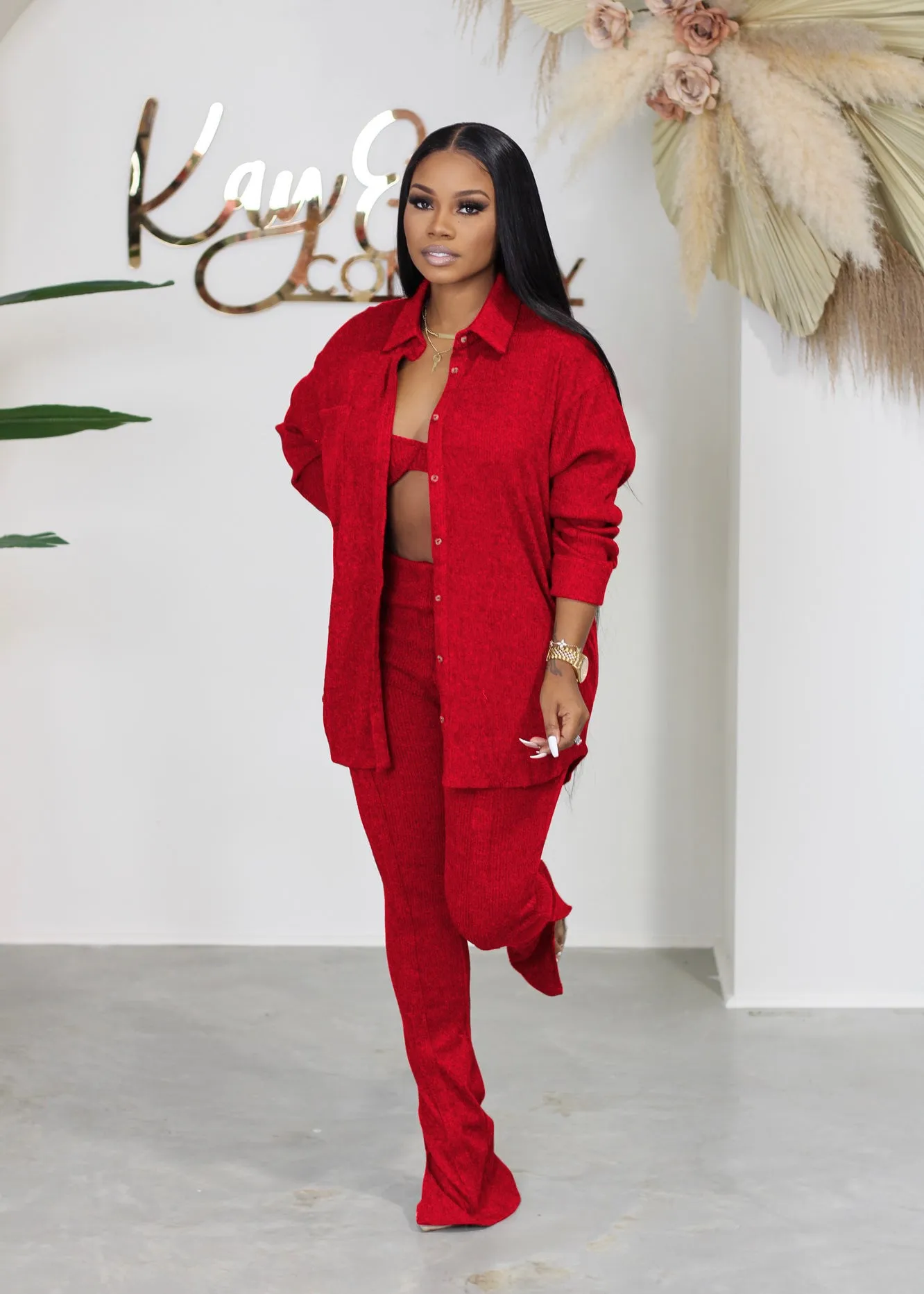 3 Piece Sets Long Sleeve Knit Cardigan Tops and Long Pants Women Sexy 3 Piece Set