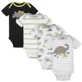 4-Pack Baby Boys Dinosaurs Short Sleeve Onesies Bodysuits