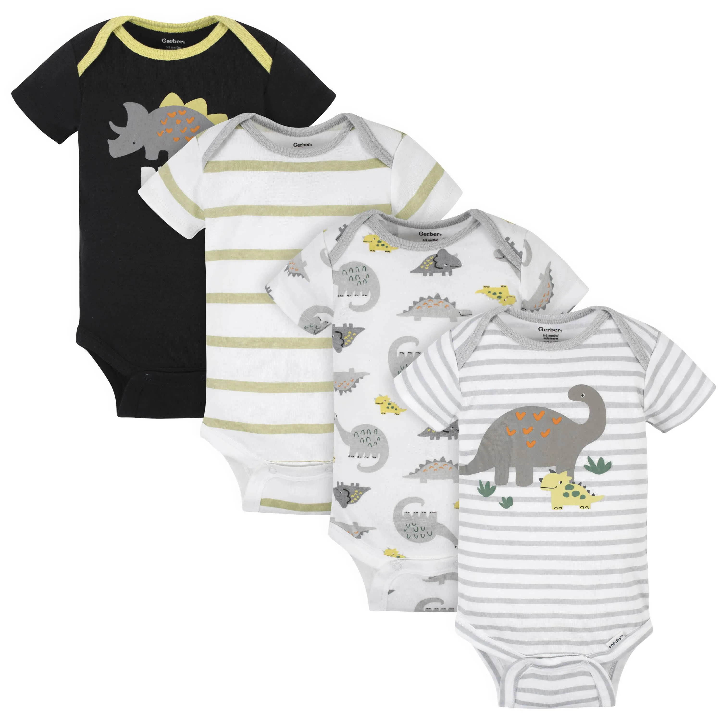 4-Pack Baby Boys Dinosaurs Short Sleeve Onesies Bodysuits