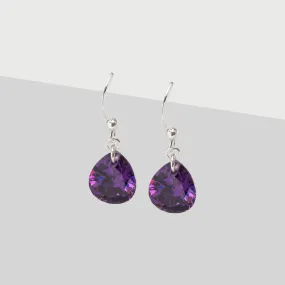 925 Sterling Silver Purple Zirconia French Hook Earrings