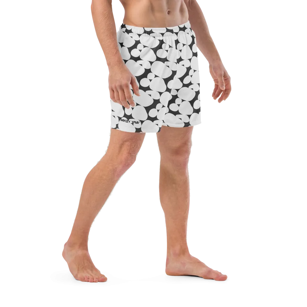 Abstract Black and White Circles Men's Swim Trunks