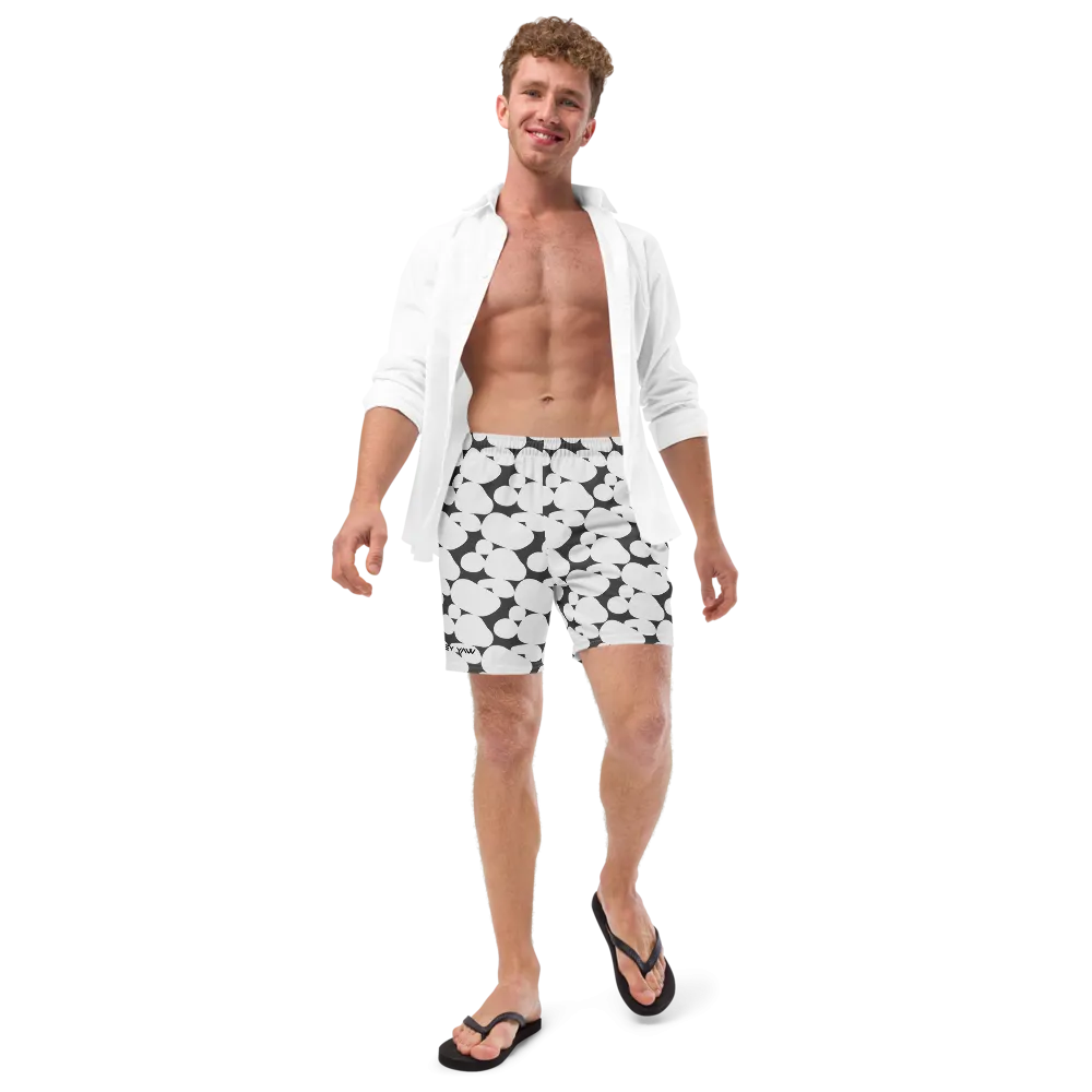 Abstract Black and White Circles Men's Swim Trunks