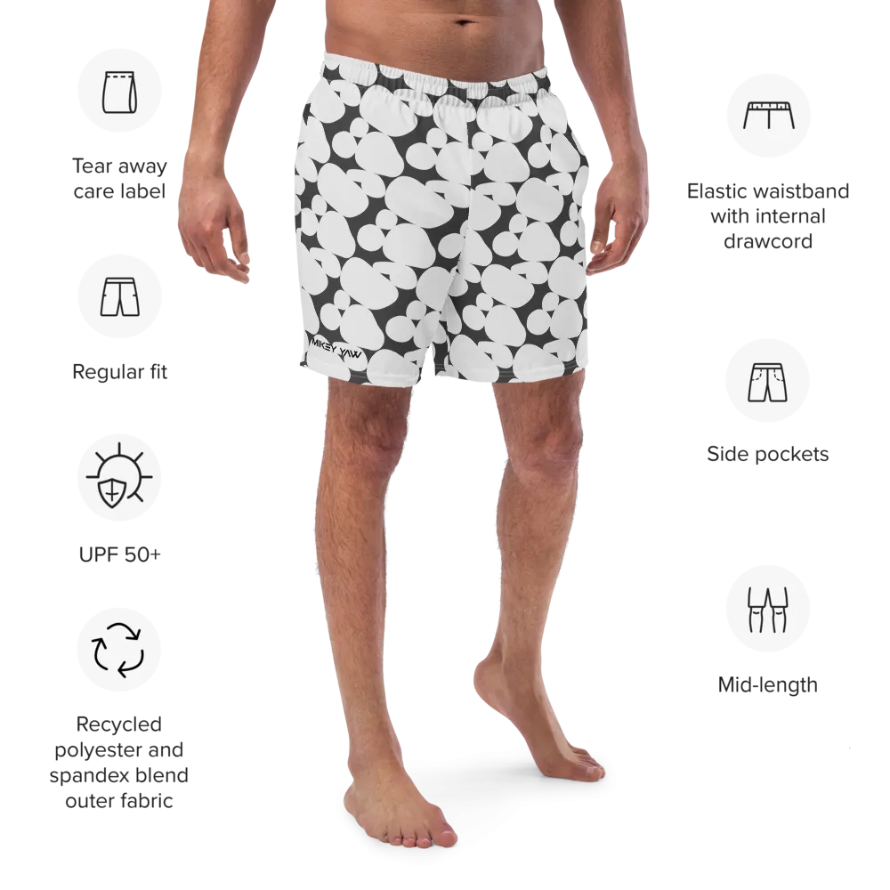 Abstract Black and White Circles Men's Swim Trunks