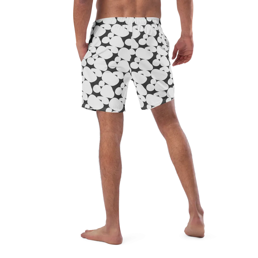 Abstract Black and White Circles Men's Swim Trunks