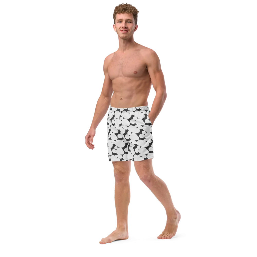Abstract Black and White Circles Men's Swim Trunks