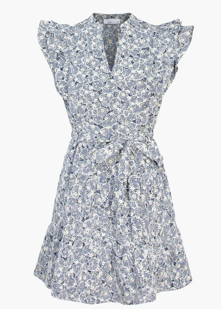 Adelyn Rae Liza Embroidered Ruffle Dress