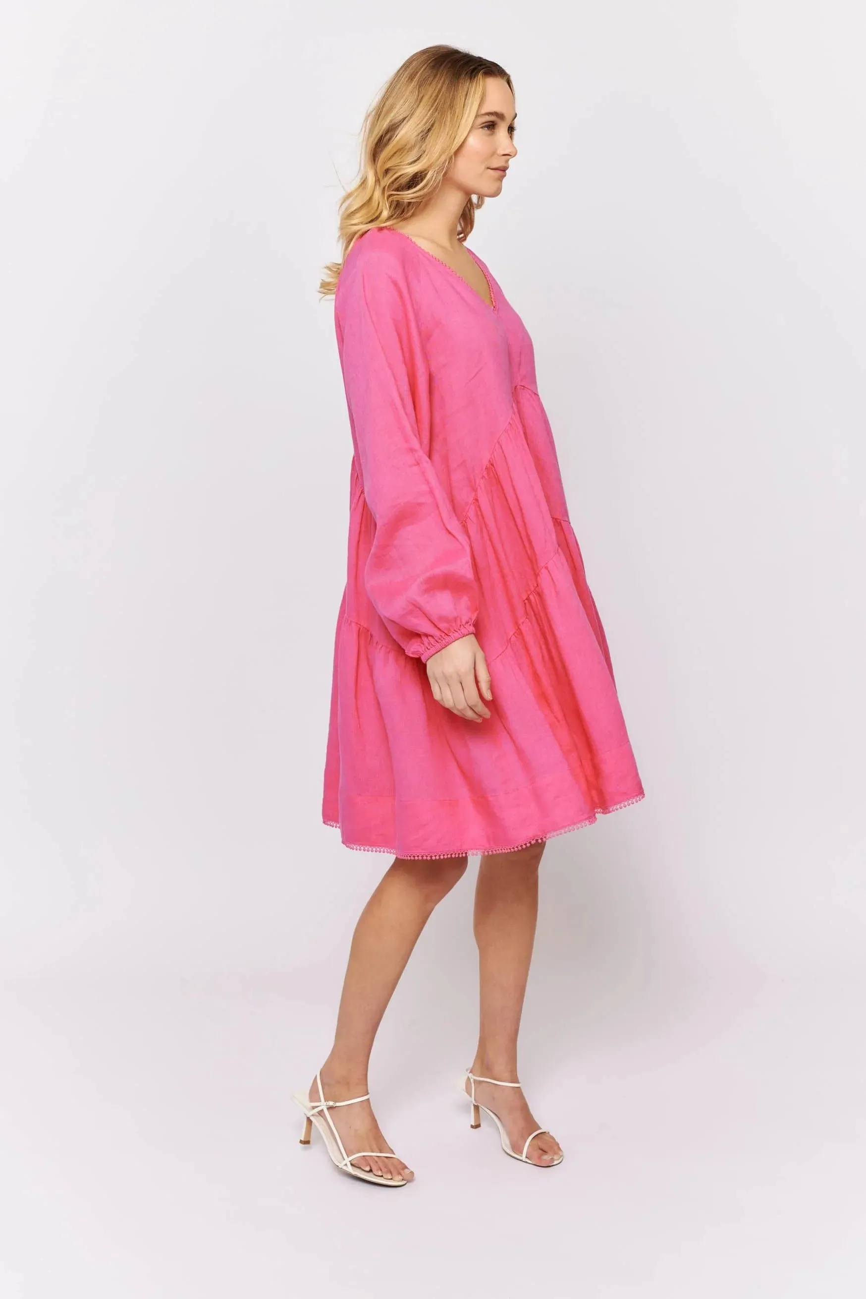 Baroque Dress in Strawberry Linen