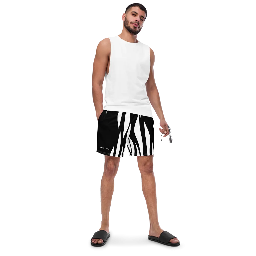 Black and White Abstract Men's Swim Trunks