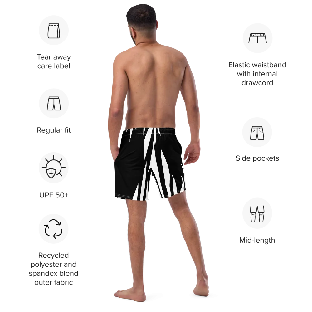 Black and White Abstract Men's Swim Trunks
