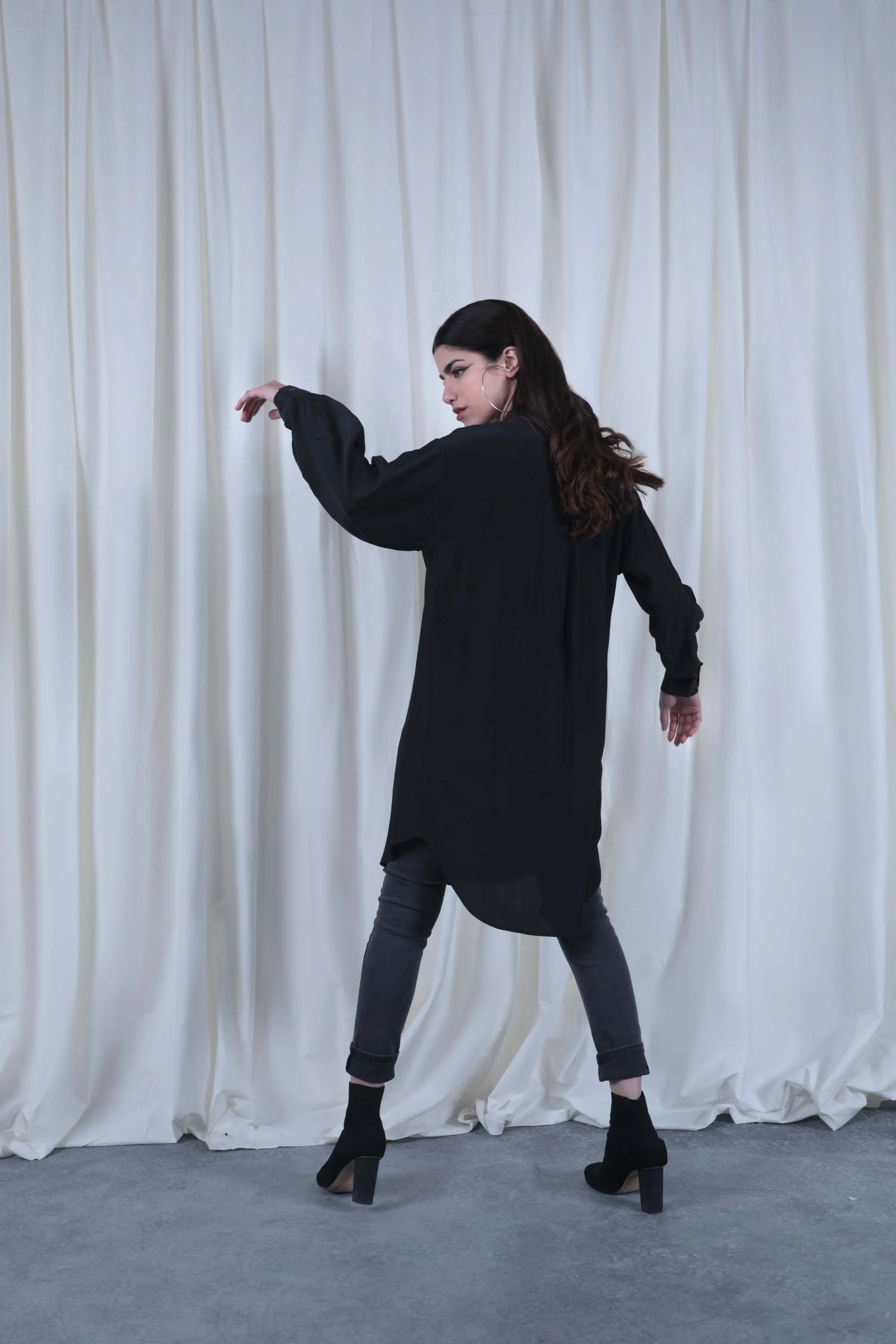 Black Long Buttoned Shirt