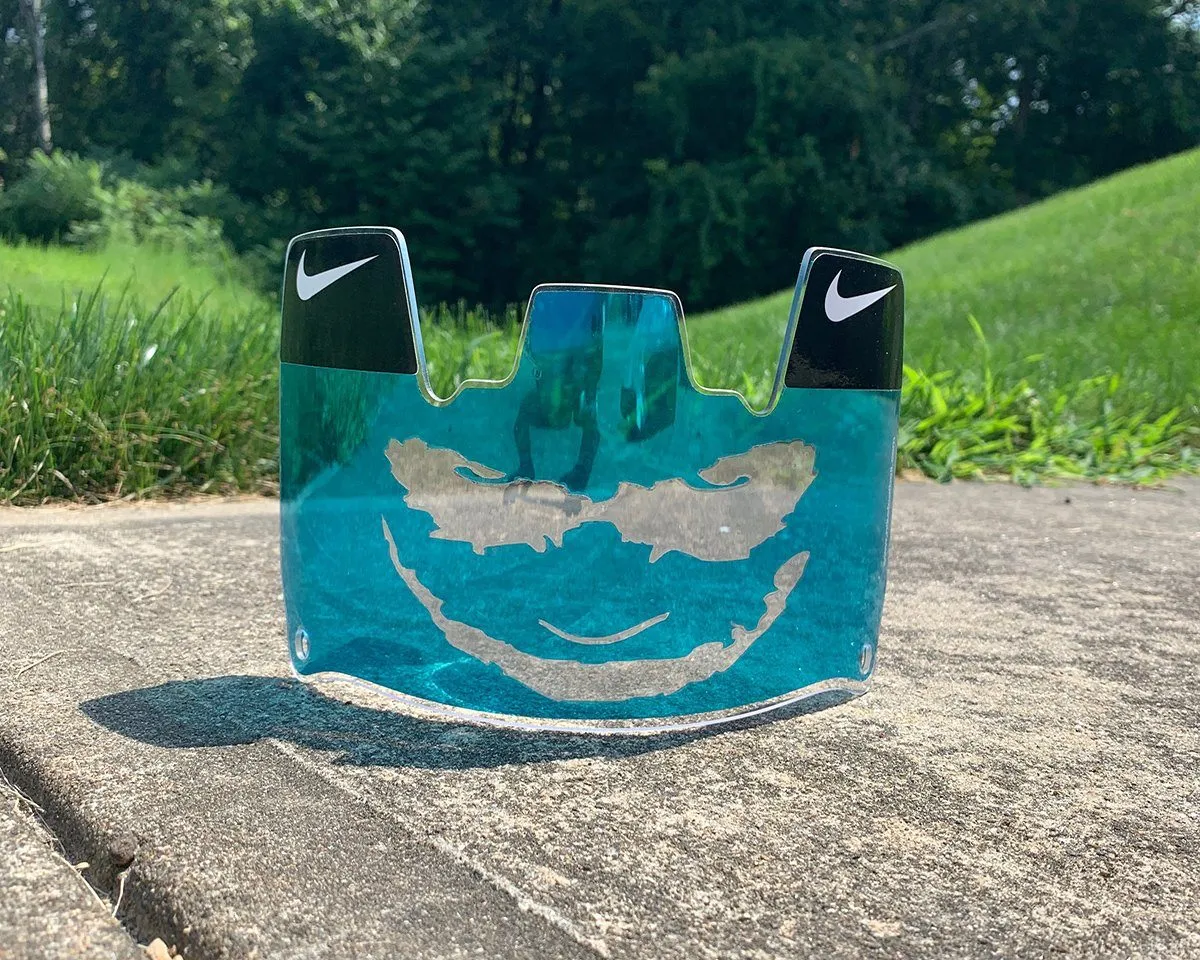 Blue Chrome Joker Custom Football Visor