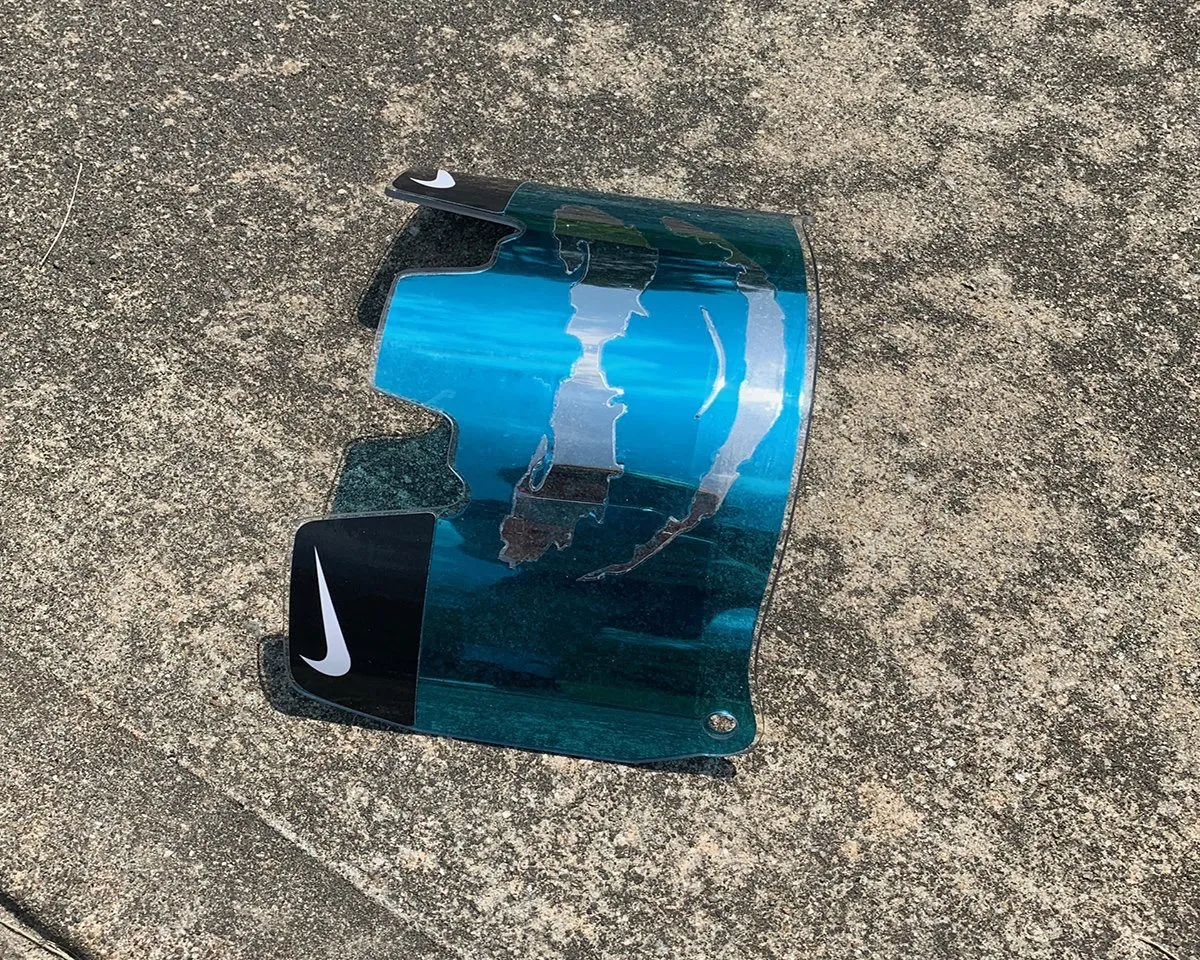 Blue Chrome Joker Custom Football Visor