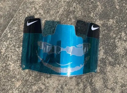 Blue Chrome Joker Custom Football Visor