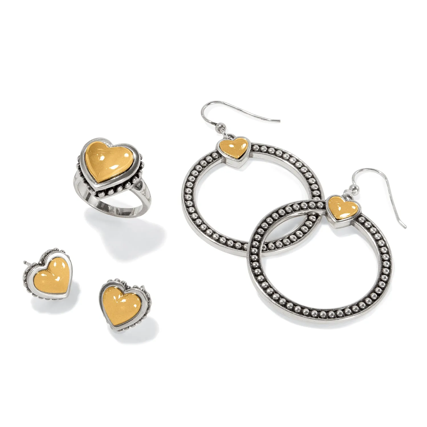 Brighton Pretty Tough Bold Heart Two Tone French Wire Earrings