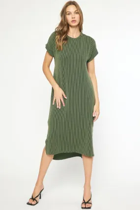 Casual Attitude Olive  Midi Dress