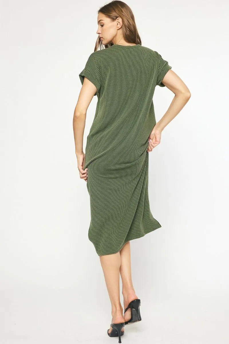 Casual Attitude Olive  Midi Dress