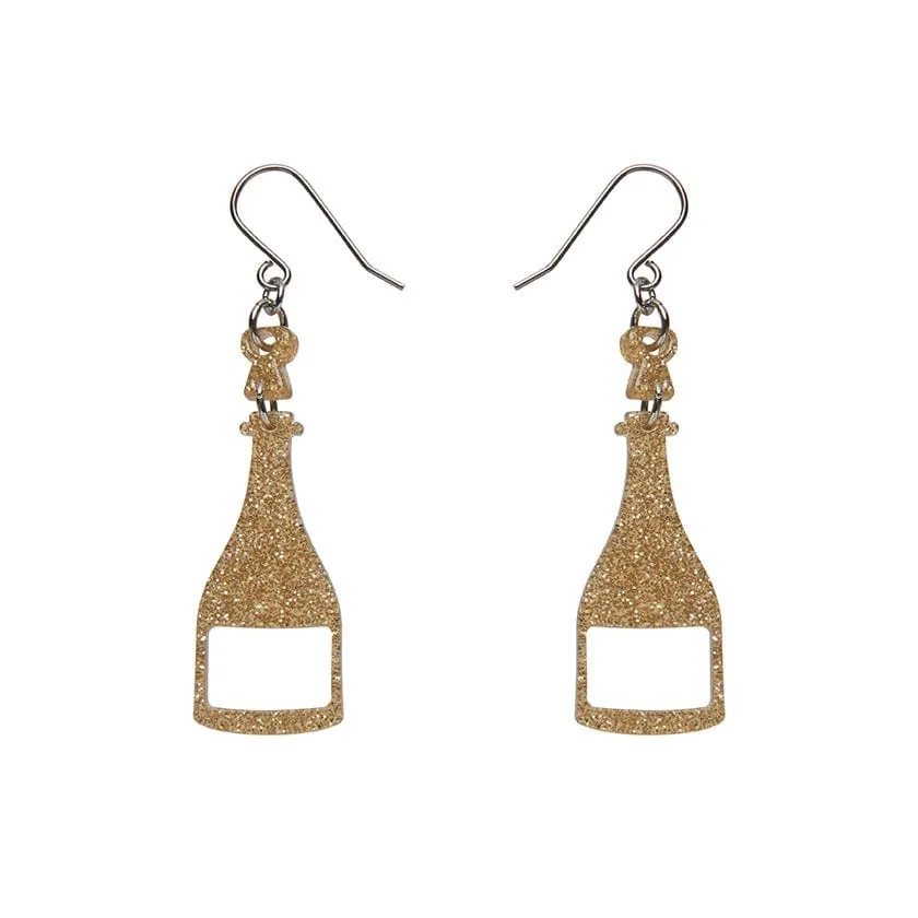 Champagne Glitter Drop Earrings - Gold