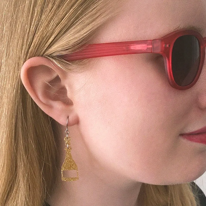 Champagne Glitter Drop Earrings - Gold