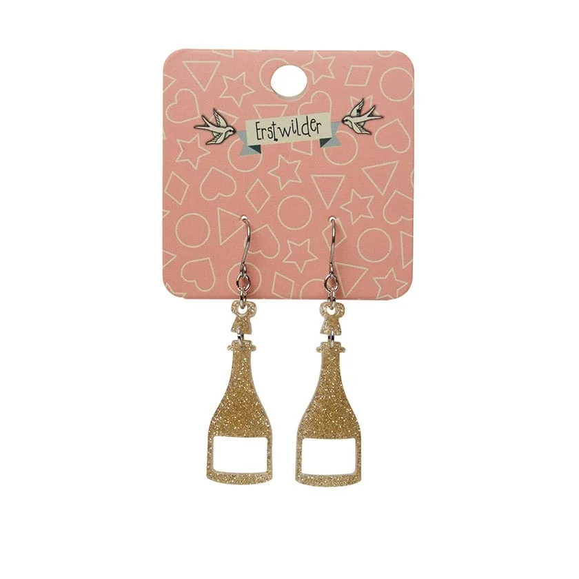 Champagne Glitter Drop Earrings - Gold