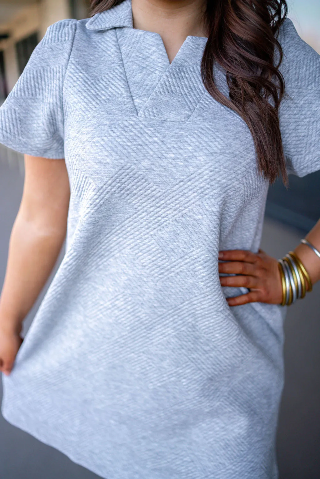 Classic Perfection Grey Textured Dress