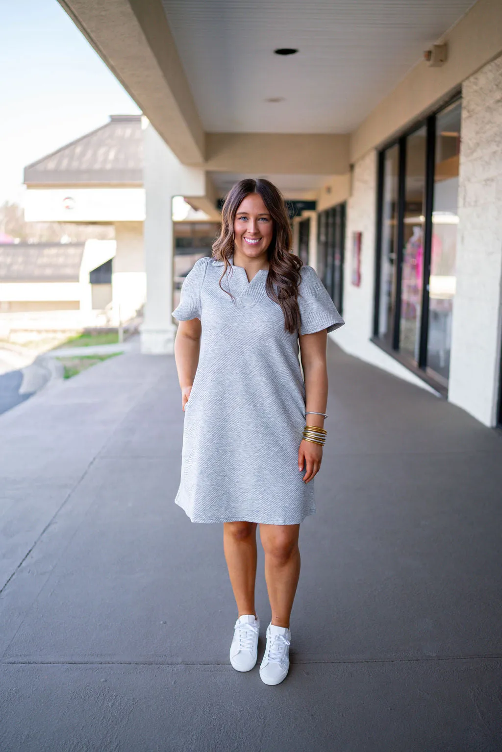 Classic Perfection Grey Textured Dress