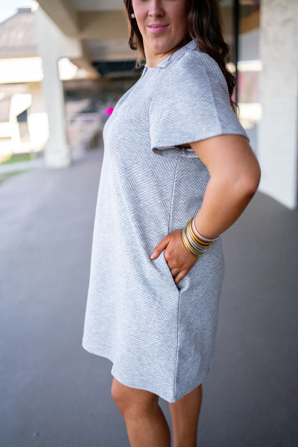 Classic Perfection Grey Textured Dress