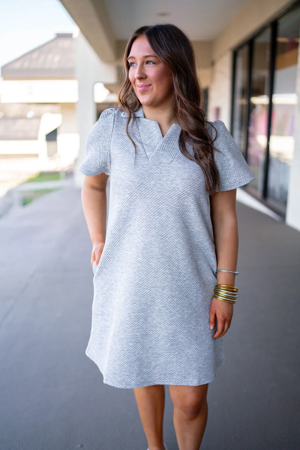 Classic Perfection Grey Textured Dress