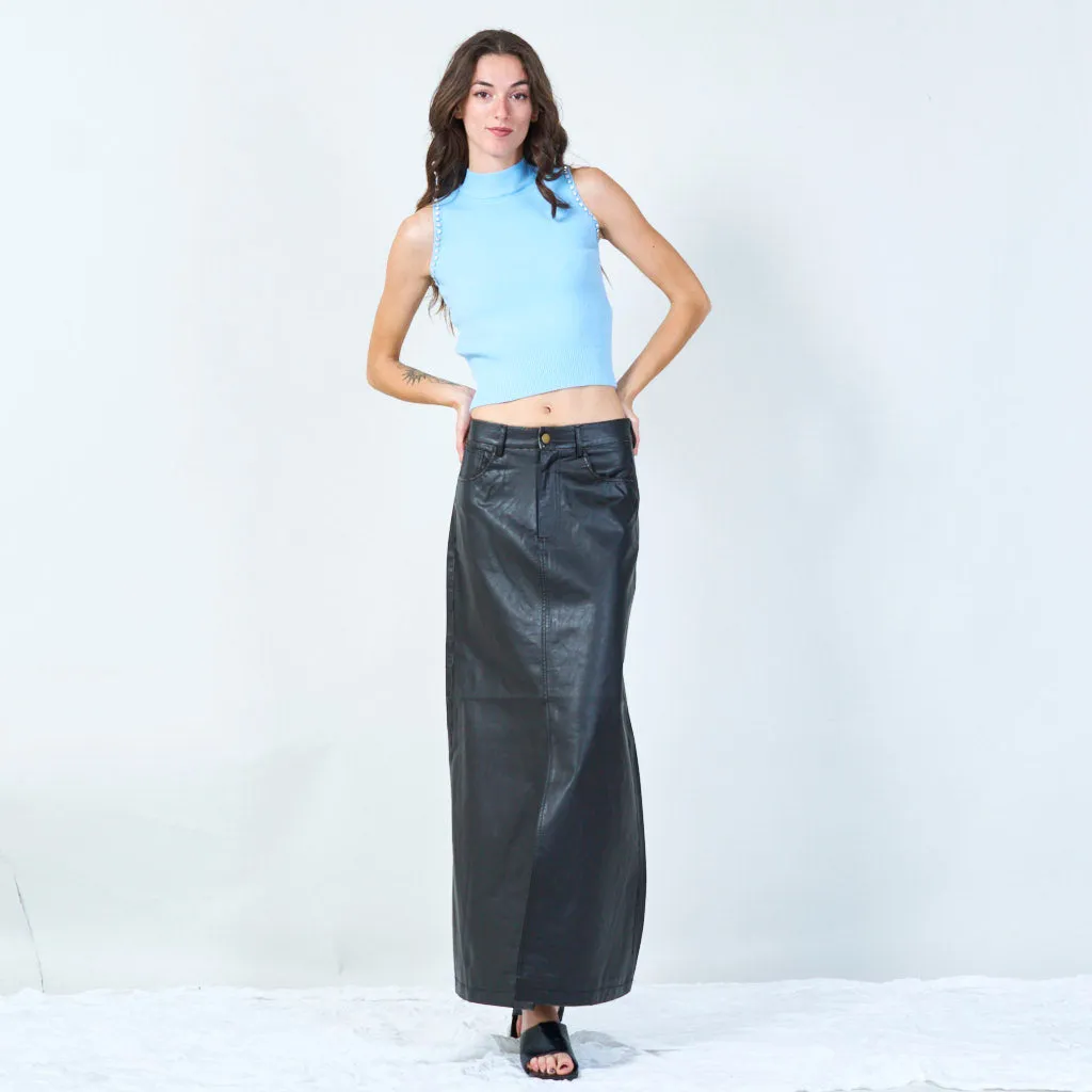 Classic sleeveless mock-neck knit top wholesale