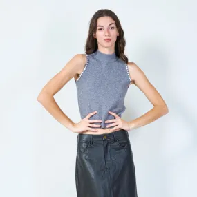 Classic sleeveless mock-neck knit top wholesale