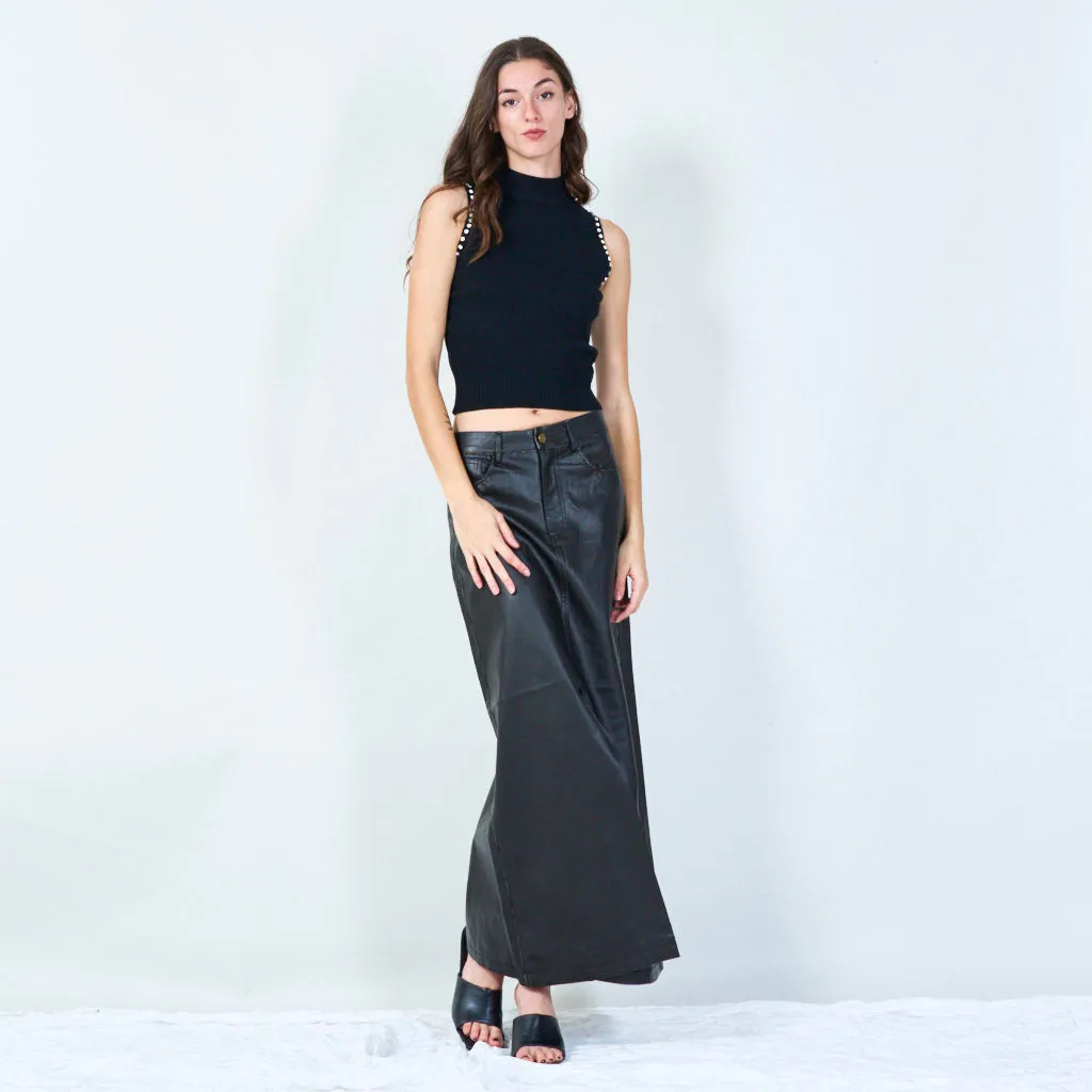 Classic sleeveless mock-neck knit top wholesale