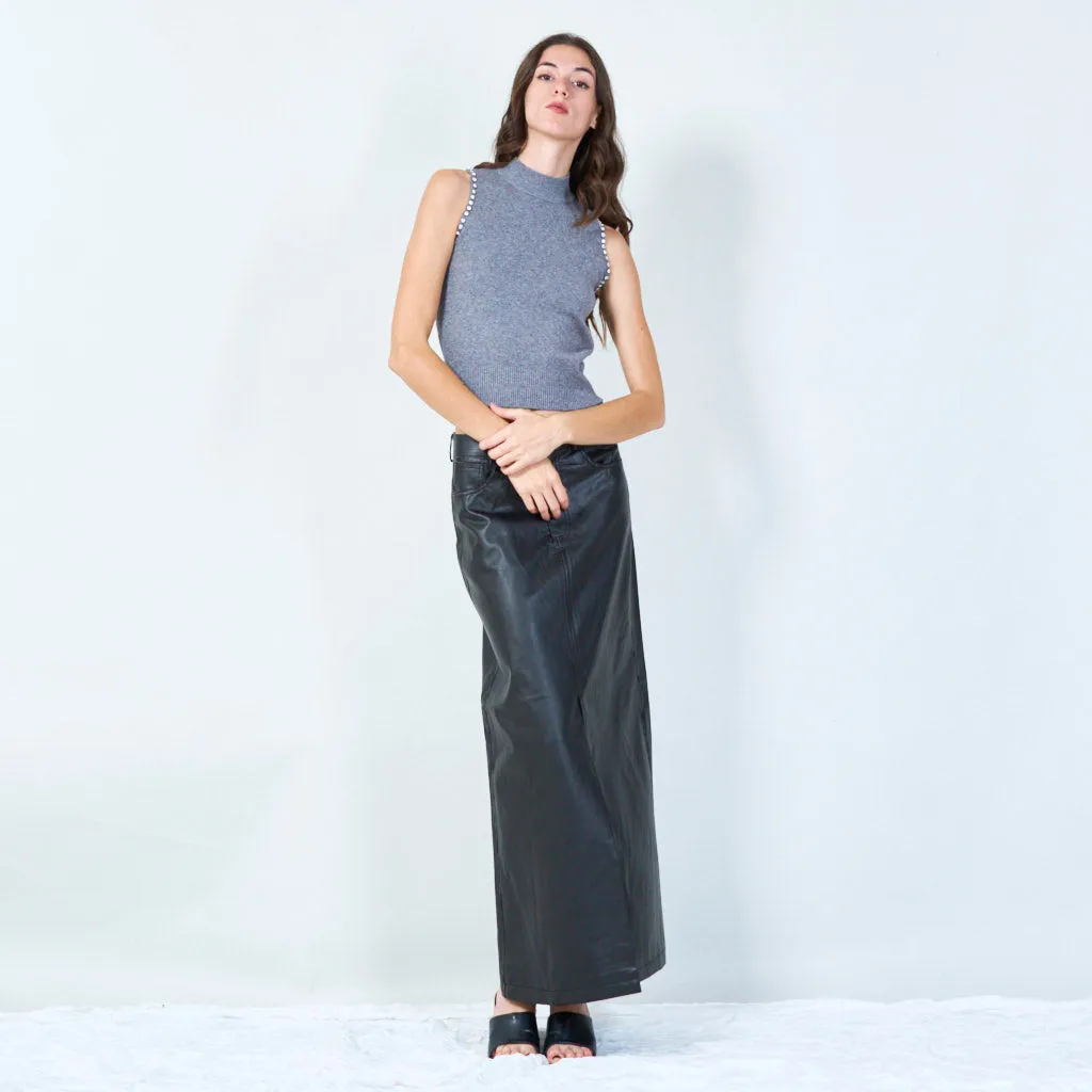 Classic sleeveless mock-neck knit top wholesale