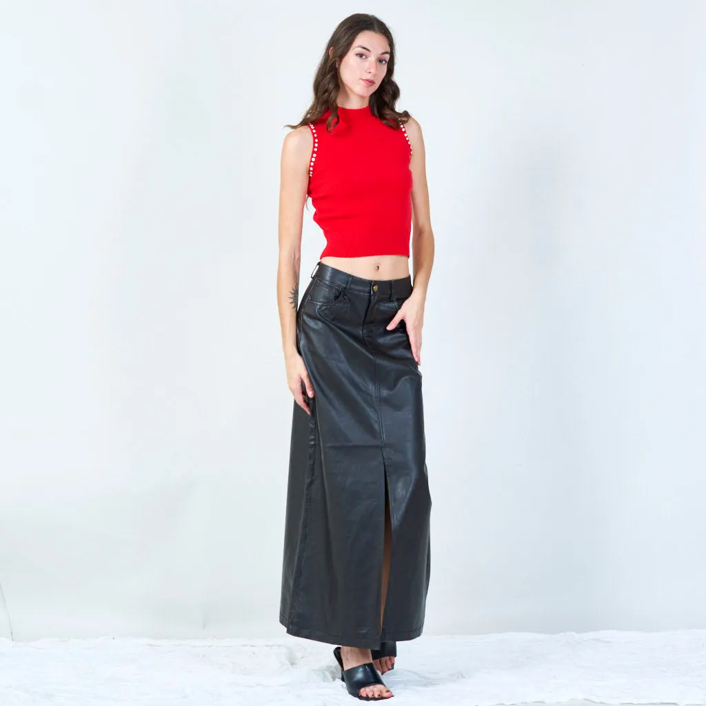 Classic sleeveless mock-neck knit top wholesale