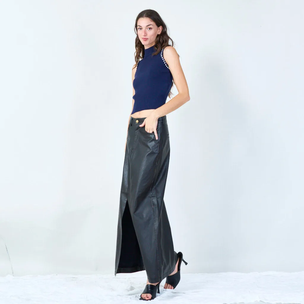 Classic sleeveless mock-neck knit top wholesale