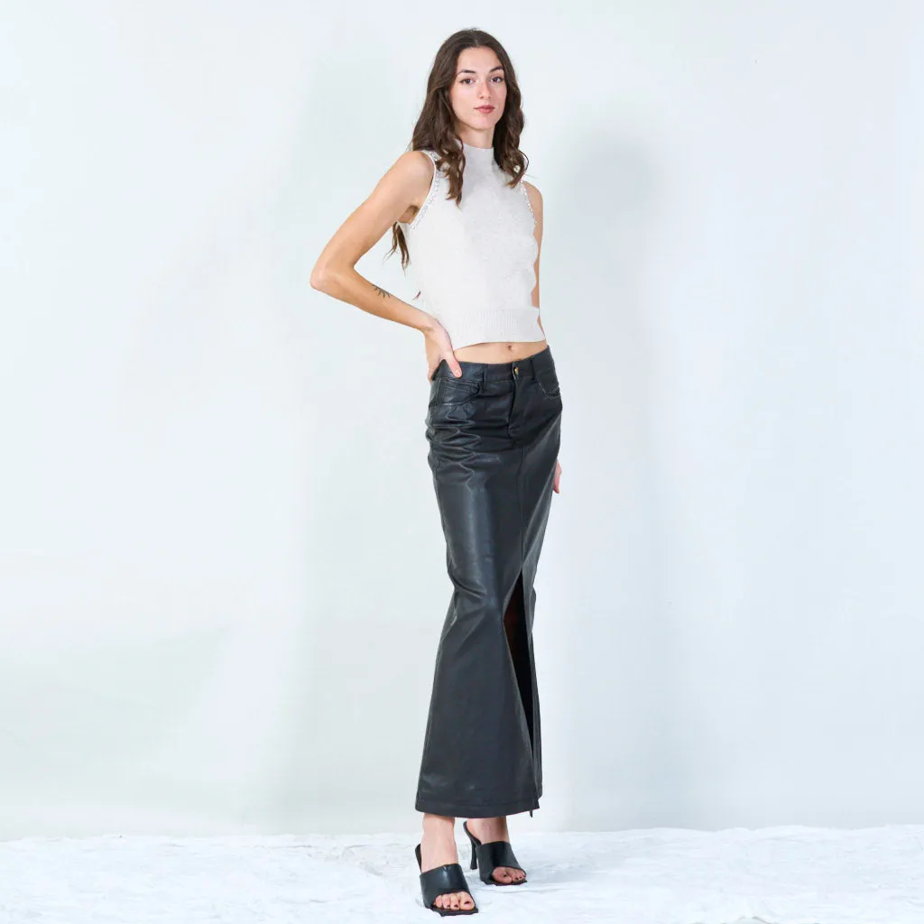 Classic sleeveless mock-neck knit top wholesale