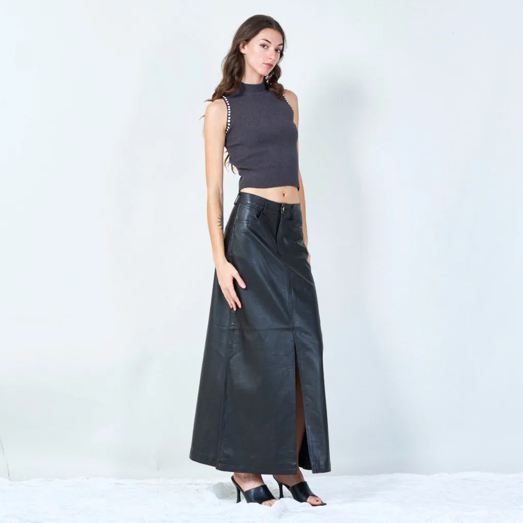 Classic sleeveless mock-neck knit top wholesale