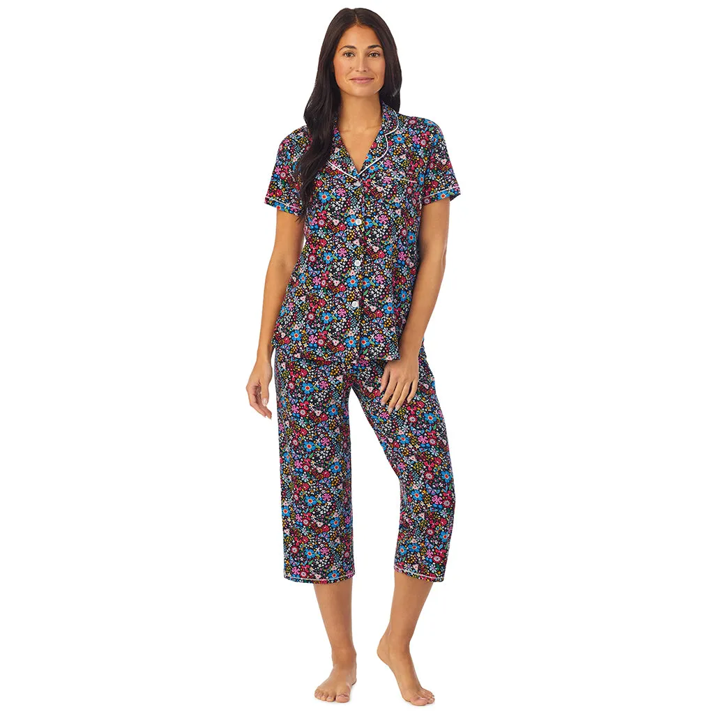Cotton-Blend Short Sleeve Notch Collar 2-Pc Pajama Set