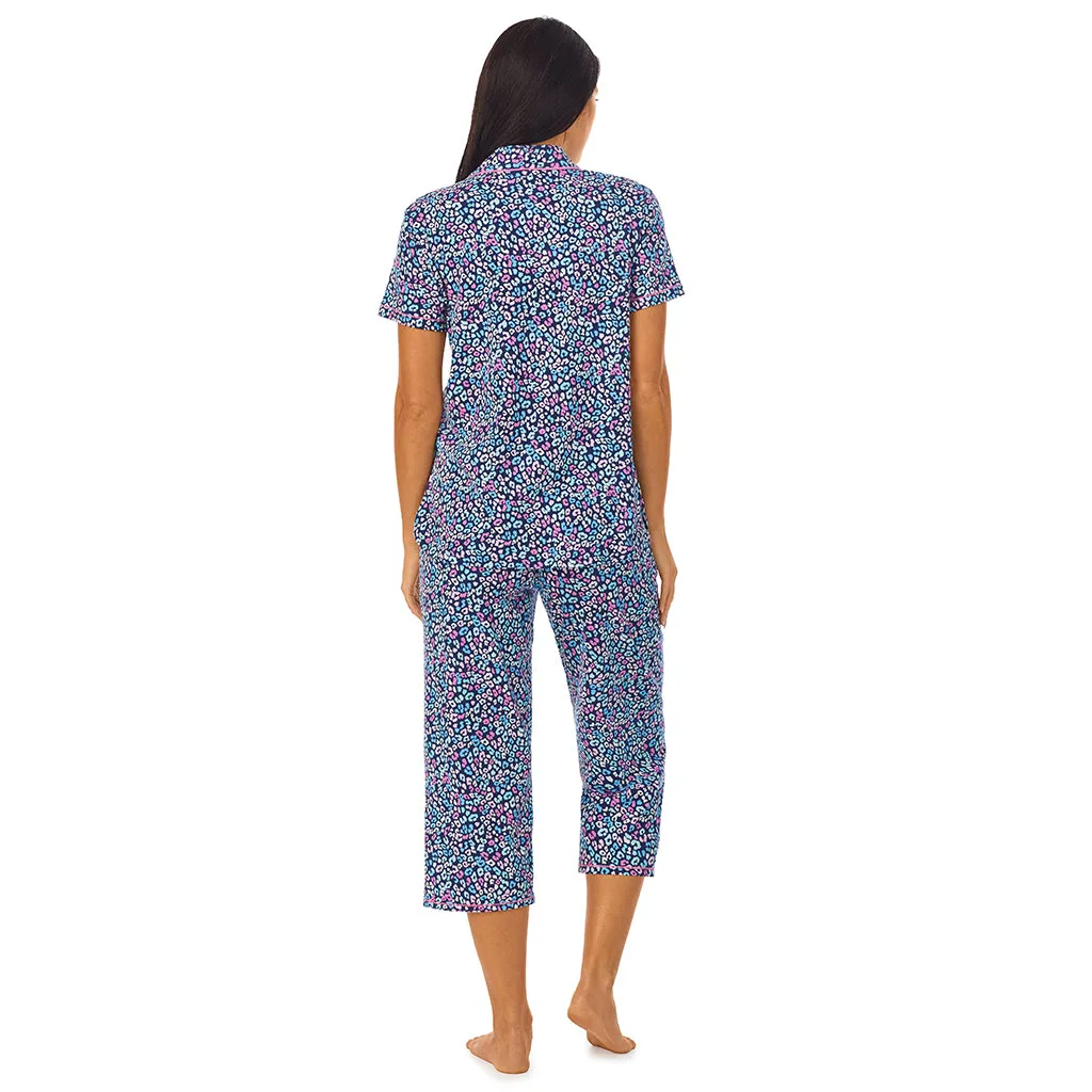 Cotton-Blend Short Sleeve Notch Collar 2-Pc Pajama Set