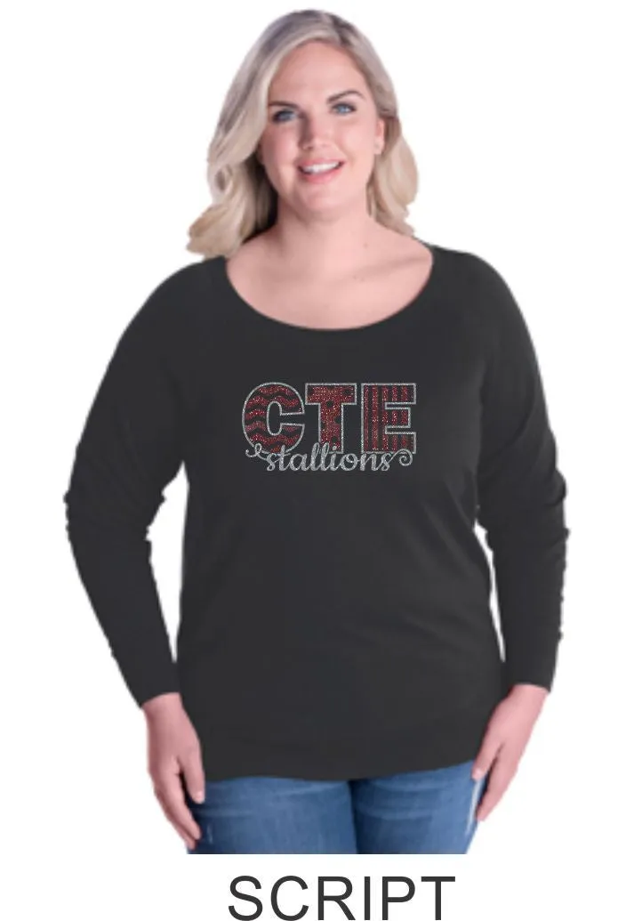 CTE Glitter Curvy Ladies Slouchy Pullover in 4 New Designs