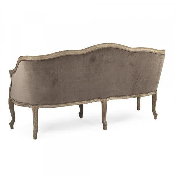 Curvy Brown Velvet Louis Sofa