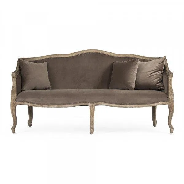 Curvy Brown Velvet Louis Sofa