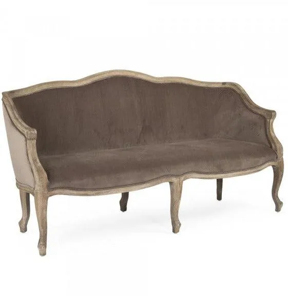 Curvy Brown Velvet Louis Sofa