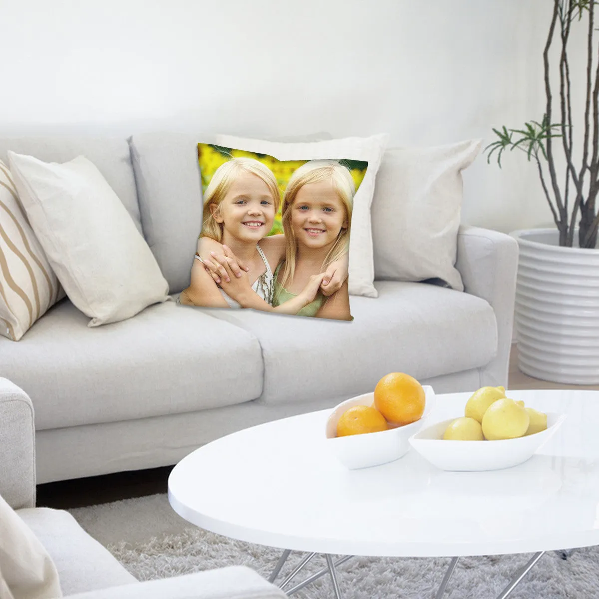 Custom Photo Eco Canvas Vegan Throw Pillow (Multicolored)
