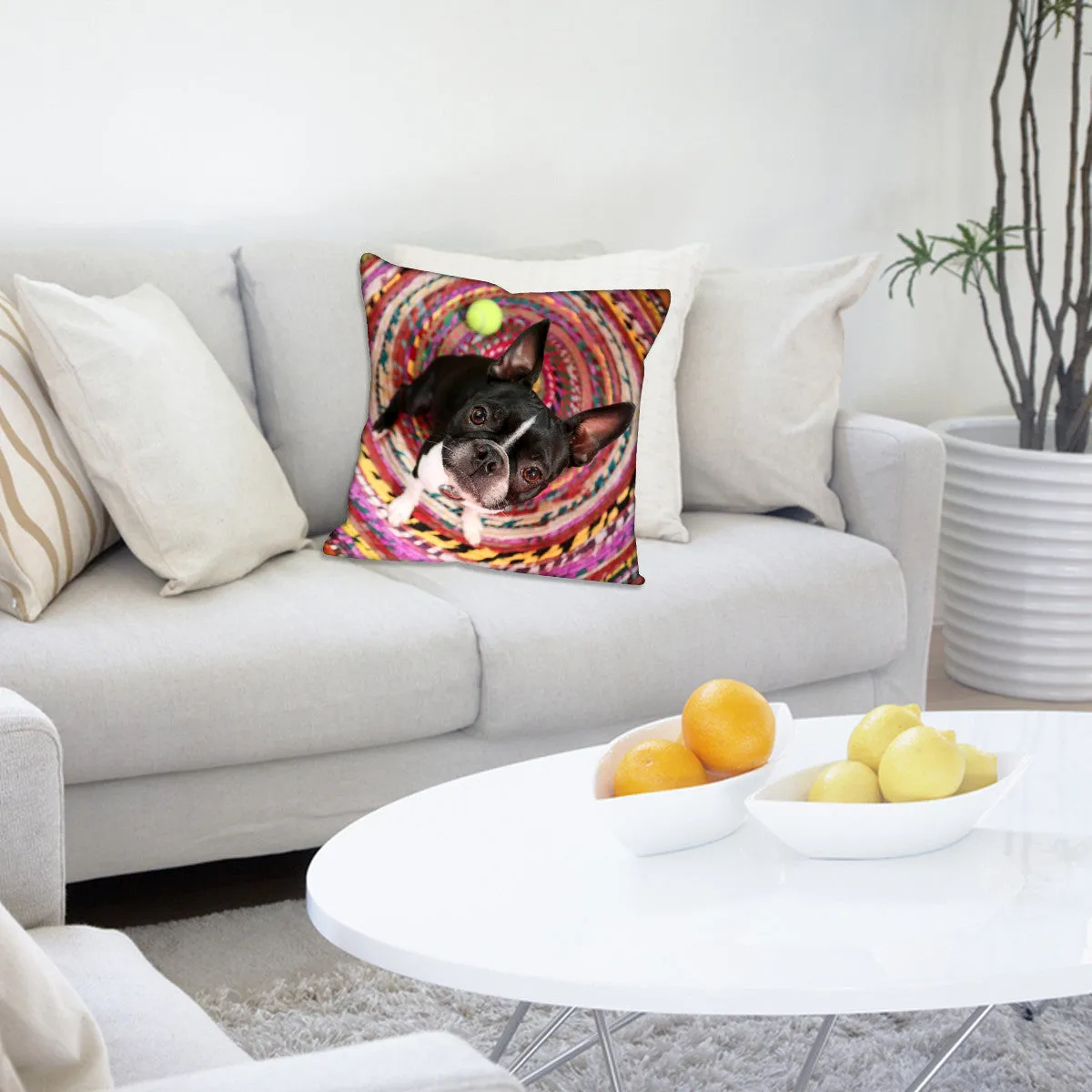 Custom Photo Eco Canvas Vegan Throw Pillow (Multicolored)