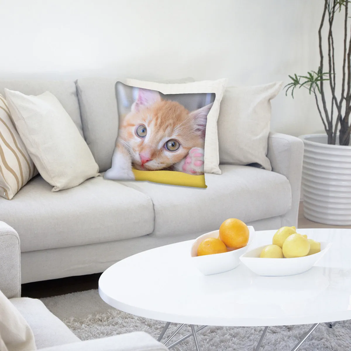 Custom Photo Eco Canvas Vegan Throw Pillow (Multicolored)